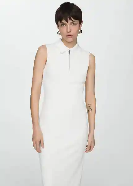 Vestido Mazip Crudo Talla M Mujer Mango