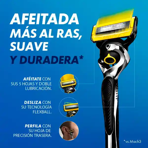 GILLETTE Proshield Cuchilla de Afeitar Máquina de Afeitar Hombre con 5 Hojas Afeitado más al Ras Afeitadora para Hombre 1 Ud