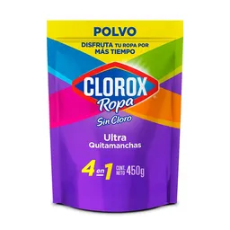 Quitamanchas Sin Cloro Clorox Ropa 4 en 1 Color en Polvo 450 g