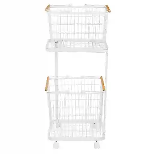 Hacks & Racks Carro Organizador Lavandería 2 Canastos Blanco