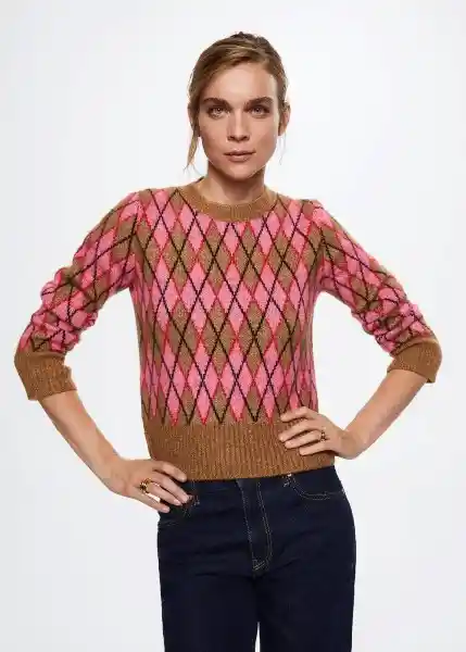 Jersey Rombi Marron Talla Xs Mujer Mango