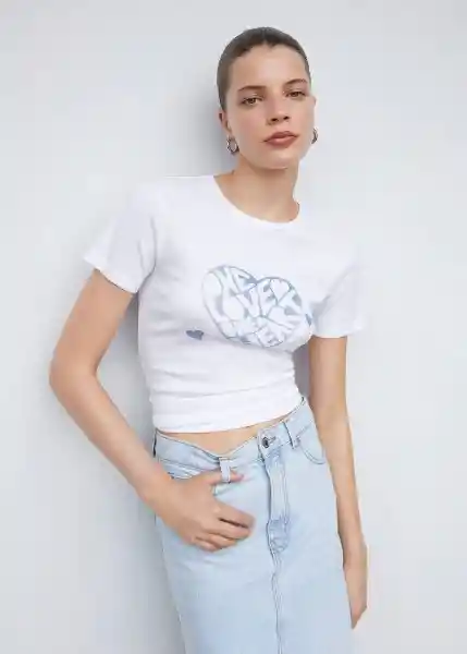 Camiseta Boby Blanco Talla XL Mujer Mango