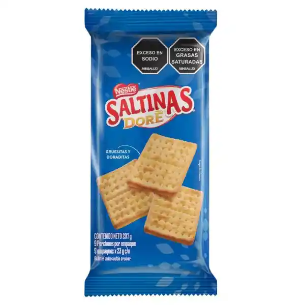 Galletas dulces SALTINAS DORÉ tipo cracker 9 Unds x 207g