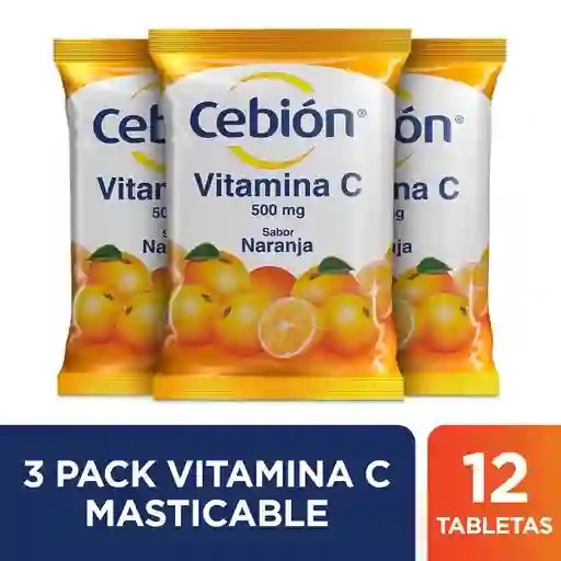 Cebión tabletas Masticables de Vitamina C sabor a Naranja por 36 unidades
