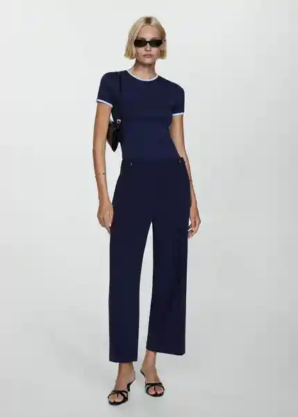 Pantalón Gioia Navy Talla 40 Mujer Mango