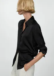 Camisa Ideale Negro Talla M Mujer Mango