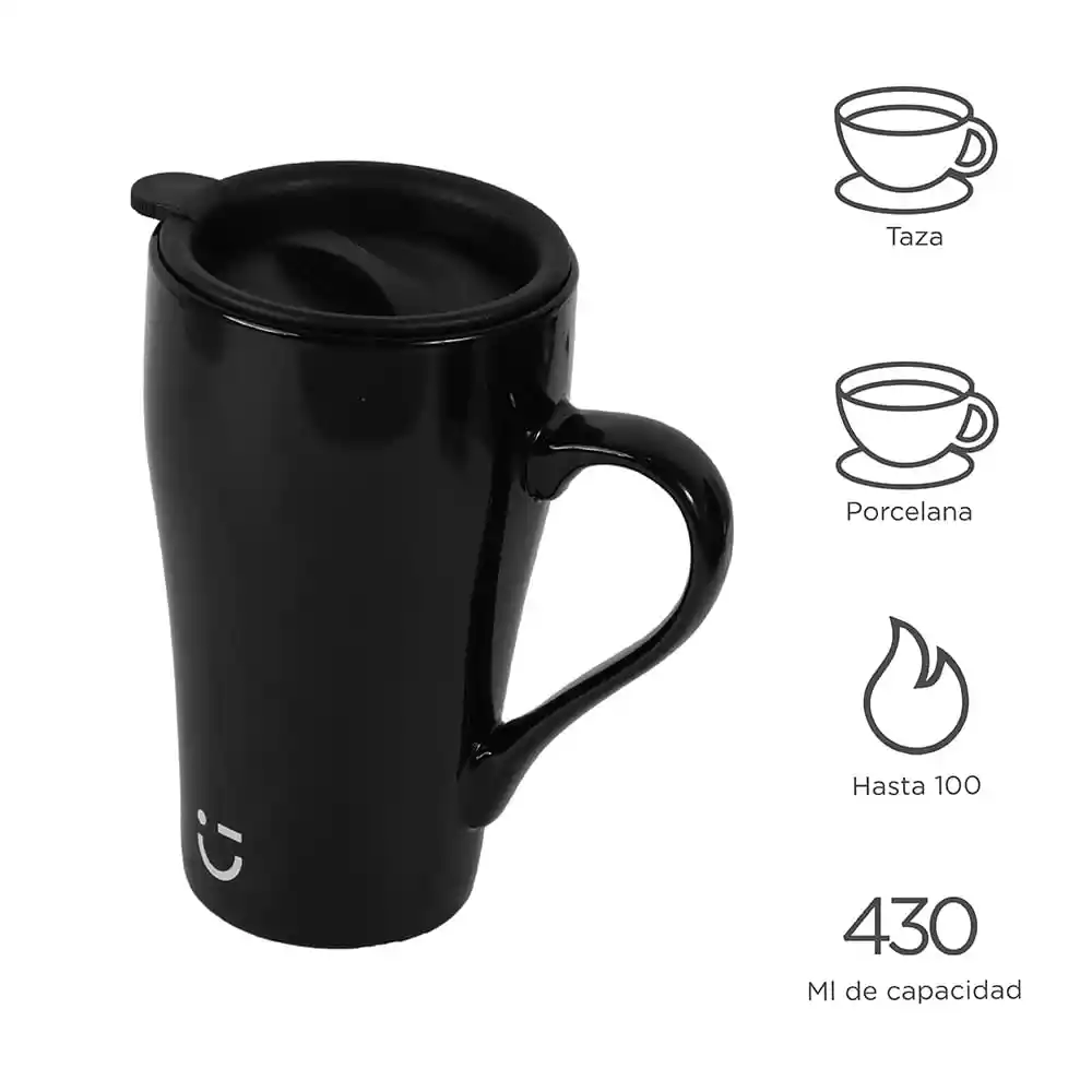 Taza Minimalista de Gran Capacidad Negro Miniso