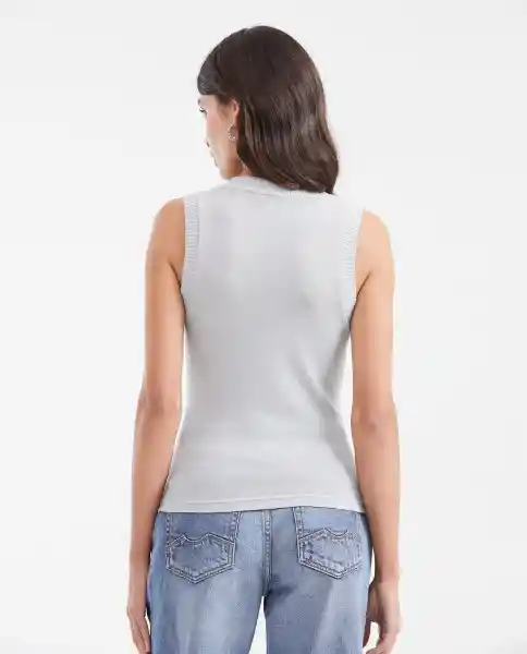 Camiseta Lurex Tank Top Gris Plateado Medio Talla M Chevignon
