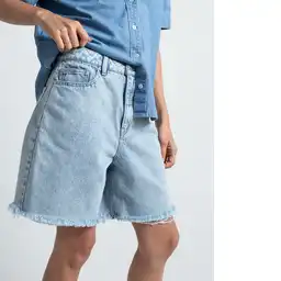 Short Alfa Mujer Azul Indigo Medio Talla 10 452F390 Naf Naf