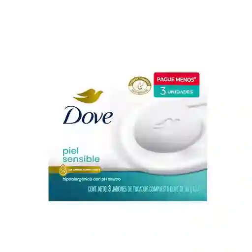 Jabon Dove Barra Piel Sensible x3 90g