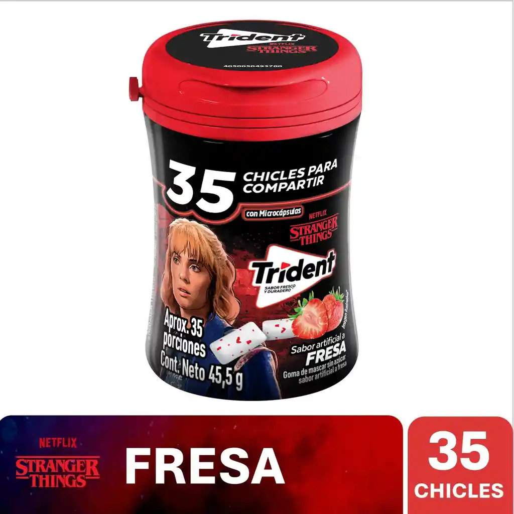 Chicle Trident Botella Sin Azúcar Sabor Fresa 35 Und