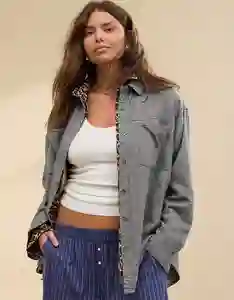Camiseta Aerie Gris Talla: SMALL 3623005 American Eagle
