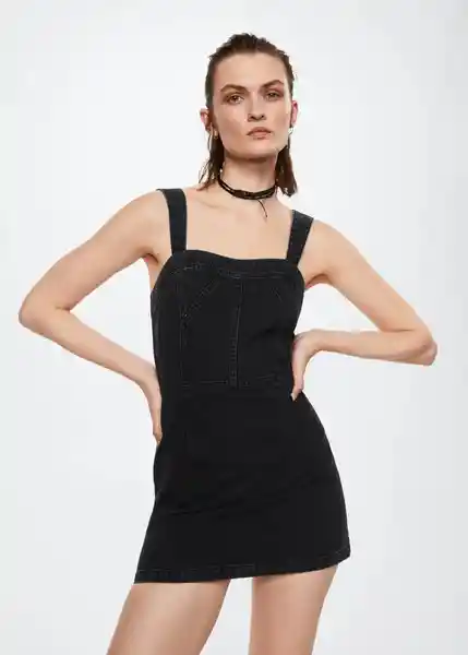 Vestido Alina Tejano Negro Talla S Mujer Mango