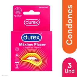 Durex Condón Máximo Placer x 3 unds