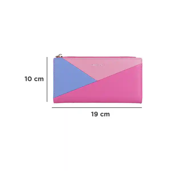 Cartera Para Mujer Larga Bloques Geométricos Fucsia Miniso