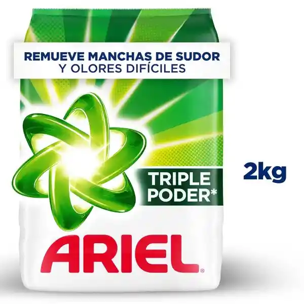 Ariel Triple Poder para Ropa Blanca y de Color Detergente en Polvo 2kg