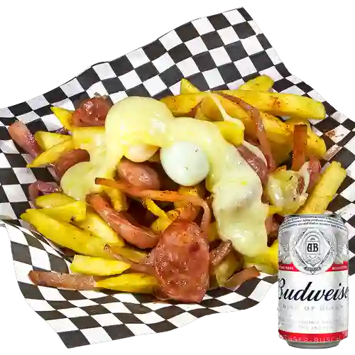 Combo Salchipapa Alternativa + Budweiser 269ml
