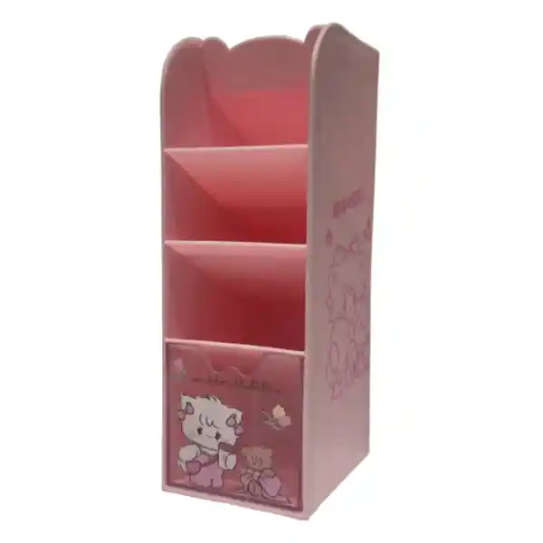 Portalapices de 4 Compartimentos Mikko Mousse Rosa Miniso