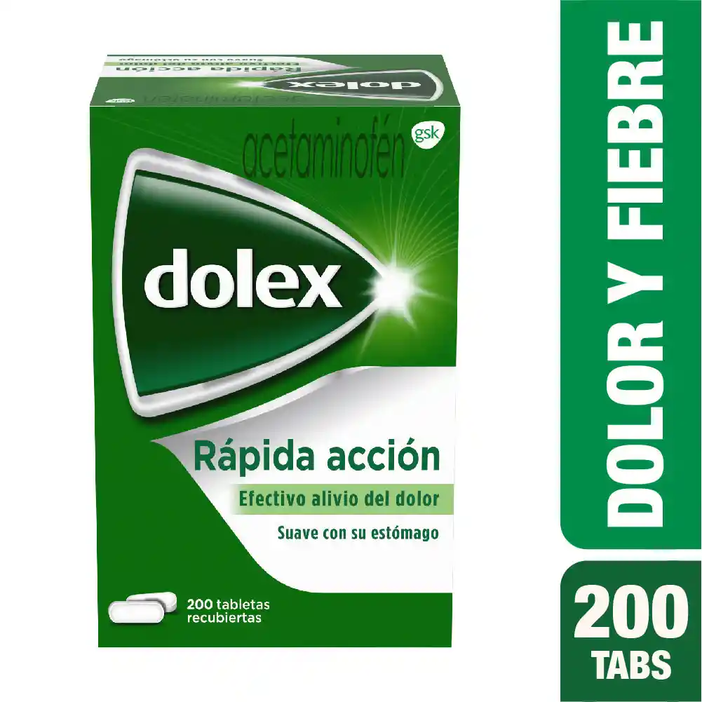 Dolex Acetaminofen Analgesico Alivio del dolor y la fiebre x 200
