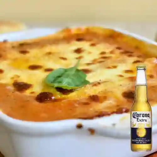 Combo Lasagna Bolognese + Cerveza Corona Bot. 355ml
