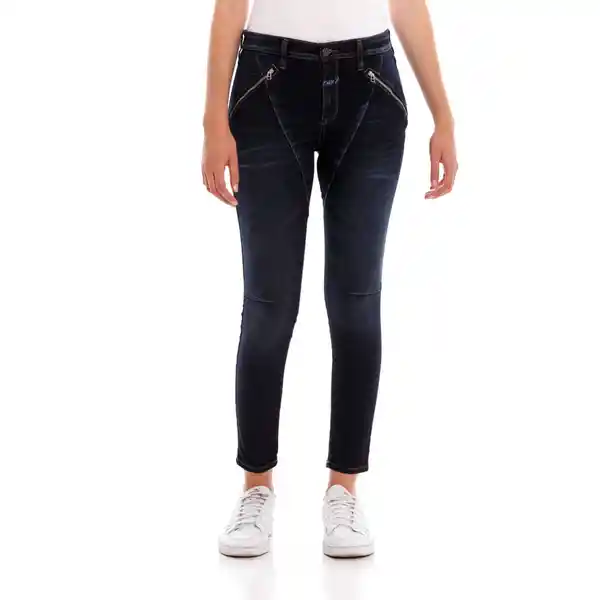 Marithé Francois Girbaud Jean Zipper High Azul Oscuro Talla 7