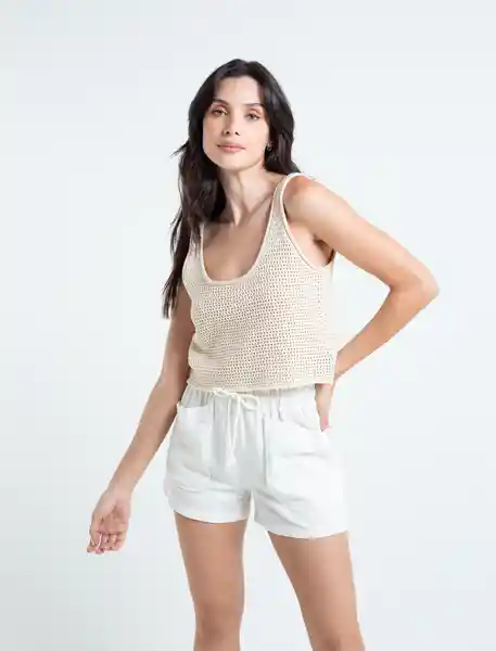  Blusa Tejido Verano Mujer Crudo Pergamino Claro Talla M Naf-Naf 