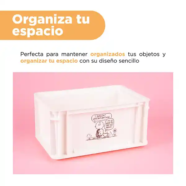 Organizador Grande Apilable Sin Tapa Serie Snoopy Blanco Miniso