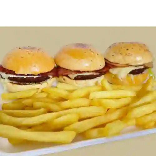 Combo 3 Mini Burger Clasica + Papas Fri