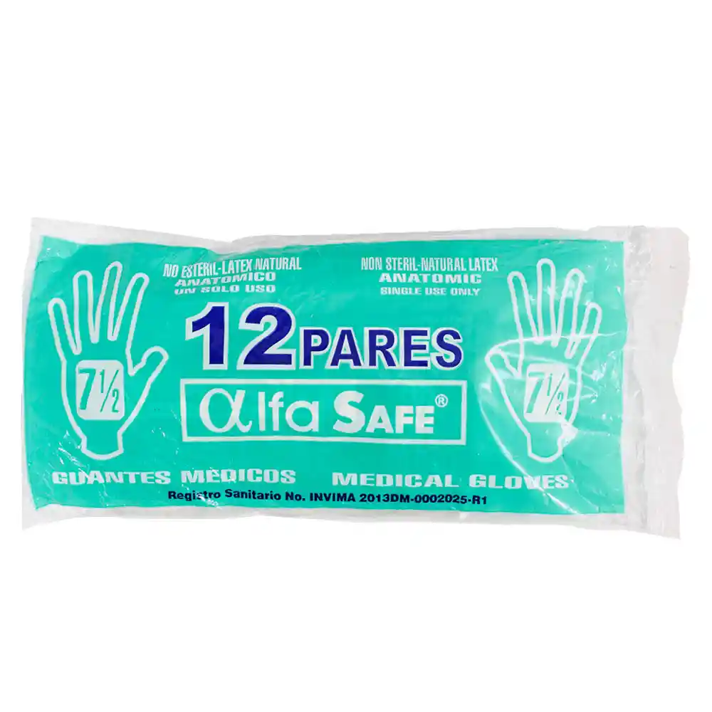 Alfa Safe Guantes Latex 7 1/2 X 12 Pares