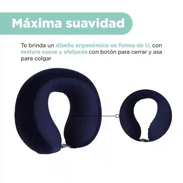 Almohada Viaje Espuma Viscoelástica Azul Marino Serie Miniso