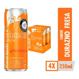 Red Bull Pack Bebida Energizante Durazno Fresa 4 x 250 mL