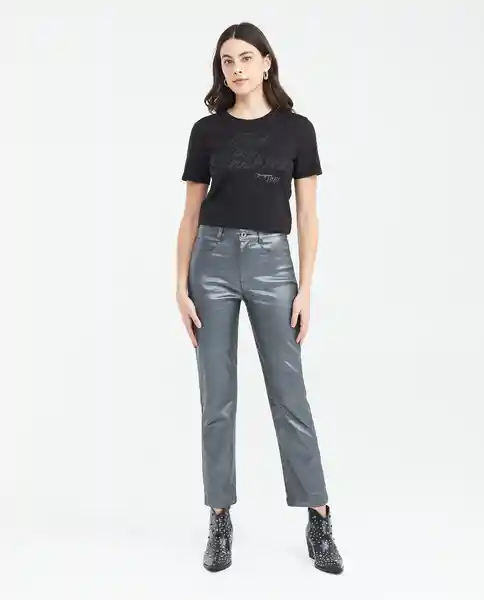 Jean Metalic Straight Mujer Gris Negro Ultraoscuro 12 Chevignon