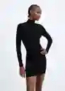 Vestido Goletas Negro Talla L Mujer Mango