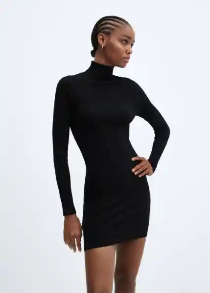 Vestido Goletas Negro Talla L Mujer Mango