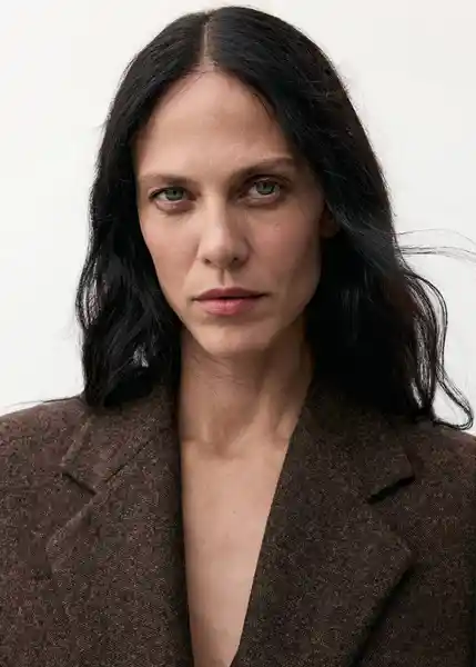 Blazer Americana Piper Marrón Talla M Mujer Mango