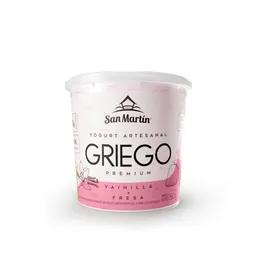San Martin yogurt griego premium artesanal sabor vainilla y fresas
