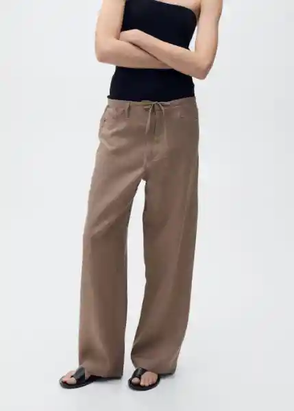 Pantalón Vermut Topo Talla 38 Mujer Mango