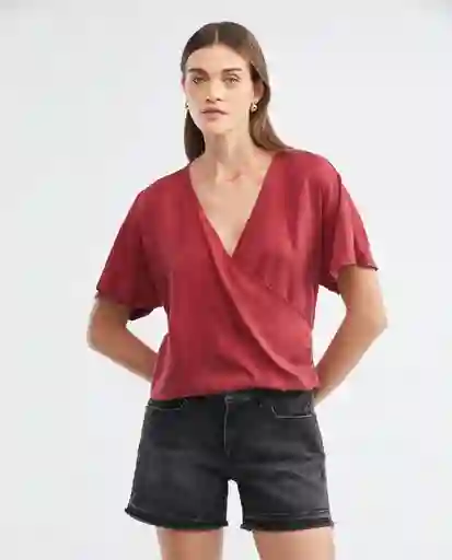 Camisa Mc Wrap Blouse Rojo Marsala Ultraoscuro Talla L Mujer Chevignon