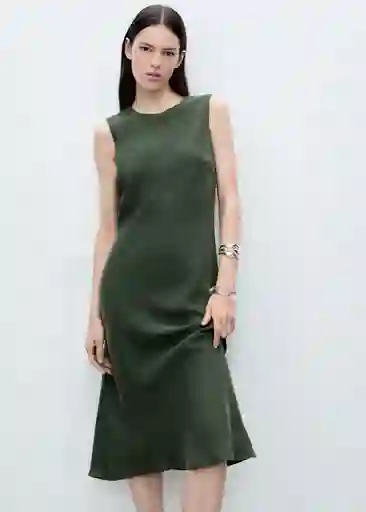 Vestido Cava Verde Talla M Mujer Mango