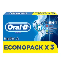 Crema Dental Con Flúor Oral-B Complete 4En1 80g 3 uds