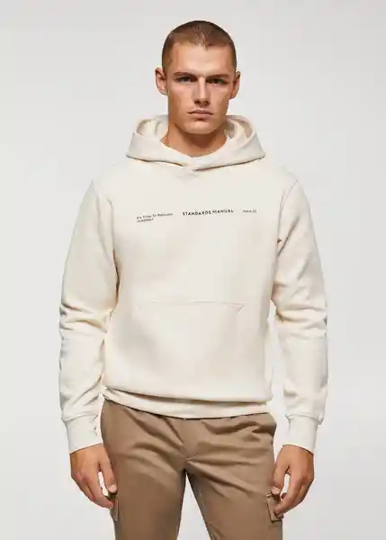 Buzo Sudadera Standard Offwhite Talla XL Hombre Mango