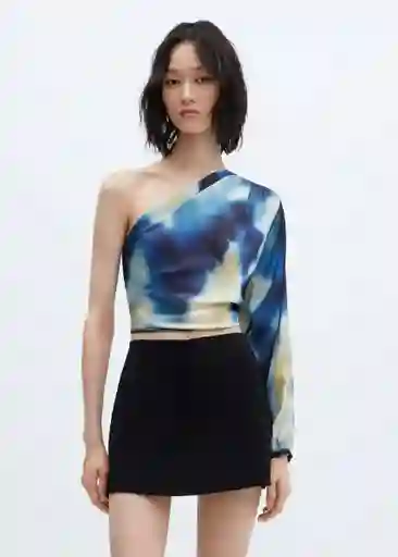 Blusa Vega-W Azul Noche Talla L Mujer Mango