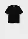 Camiseta Lenu Negro Talla M Mujer Mango