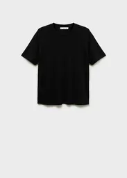 Camiseta Lenu Negro Talla M Mujer Mango