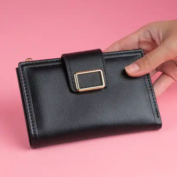 Cartera Para Mujer Hebilla Negro Miniso