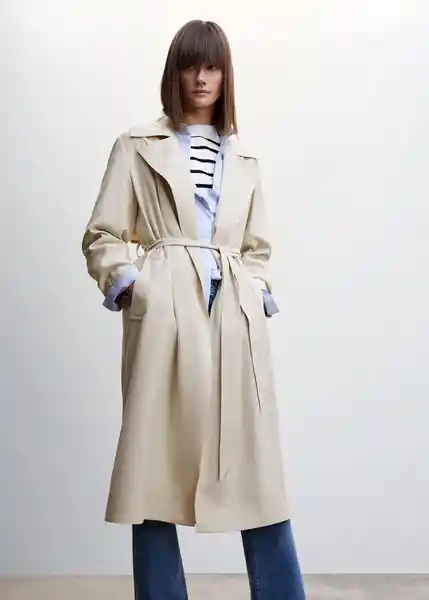 Gabardina Trench Taxi Piedra Talla M Mujer Mango