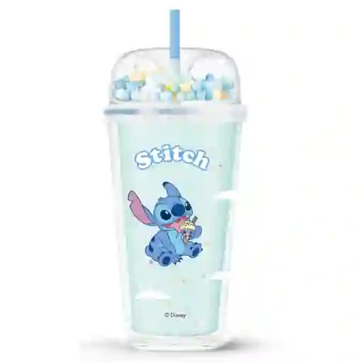 Vaso Plástico Doble Pared Con Pitillo Disney Stitch 480 mLminiso