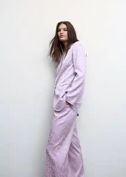Pantalón Topete Malva Talla 44 Mujer Mango