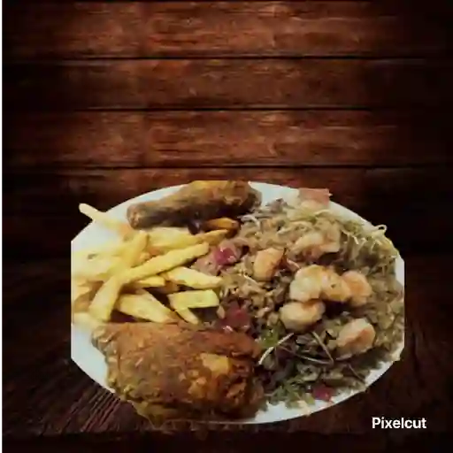 Arroz chino especial 1/4 pollo broaster