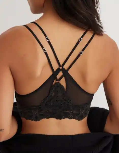 American Eagle Bralette Acolchado de Triángulos Negro Real T. S